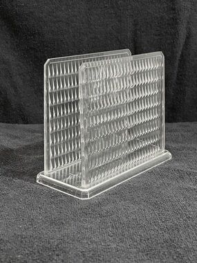 Vtg Arrow Clear Acrylic Napkin Holder MCM Diamond Pattern Letter Holder USA Made